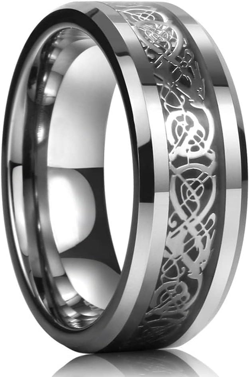 Celtic dragon wedding band ring set for couples