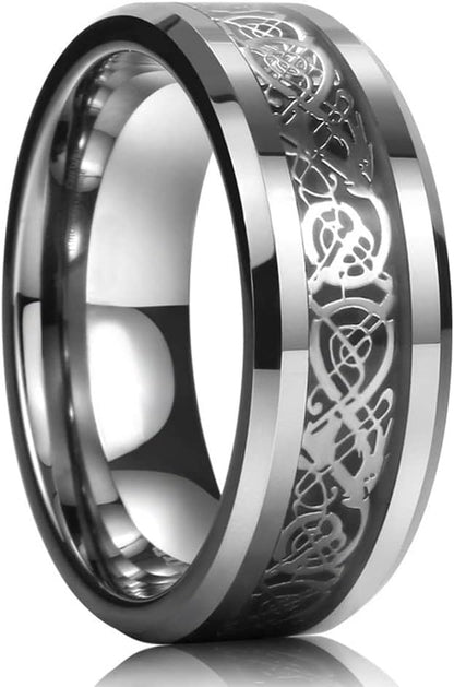 Celtic dragon wedding band ring set for couples