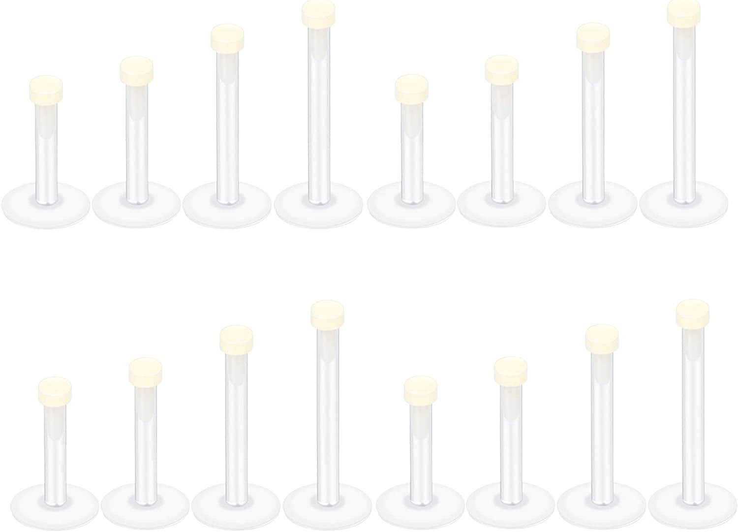 Oveta Clear Piercing Retainers Flexible Bioflex 14G 16G 20G Navel Belly Button Ring Lip Labret Piercings Retainer Eyebrow Tongue Barbells Cartilage Tragus Earrings Retainer 36-90PCS Apparel & Accessories > Jewelry > Body Jewelry Oveta 16pcs Lip Studs-Light Yellow  