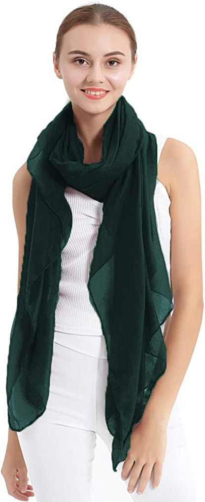 LMVERNA Women'S Long Scarf Solid Color Large Sheer Shawl Wraps for Evening Apparel & Accessories > Clothing Accessories > Scarves & Shawls LMVERNA Dark Green  