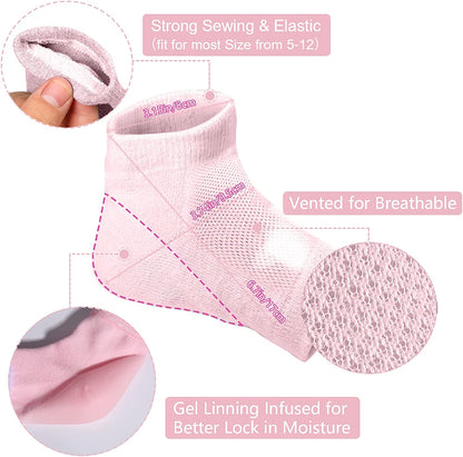 Moisturizing Heel Gel Socks - Heal Dry Cracked Dead Skin Foot Care Softener Pedicure Spa Sock Set | 4 Pairs Soft Silicone Lotion Ankle Sleeves to Repair Eczema Callus Rough Pain Relief Treatment Health & Beauty > Personal Care > Foot Care YOTURO   