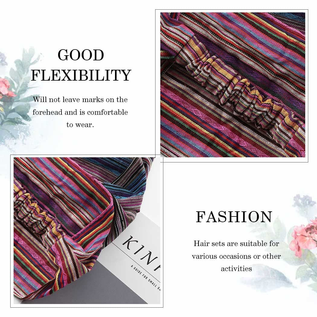 CAKURE Boho Wide Headbands African Head Wraps Stretchy Hairbands Stripe Turban Head Bands for Women and Girls Pack of 3 (Set1) Apparel & Accessories > Clothing Accessories > Bandanas & Headties CAKURE   