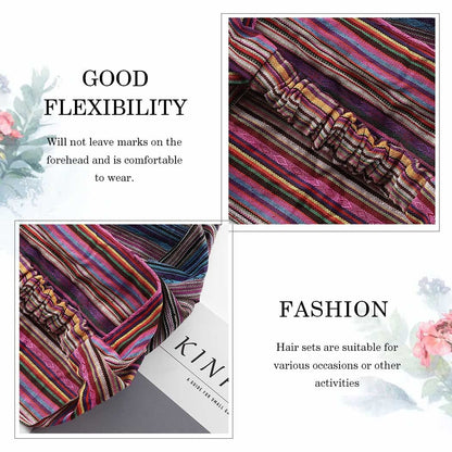 CAKURE Boho Wide Headbands African Head Wraps Stretchy Hairbands Stripe Turban Head Bands for Women and Girls Pack of 3 (Set1) Apparel & Accessories > Clothing Accessories > Bandanas & Headties CAKURE   