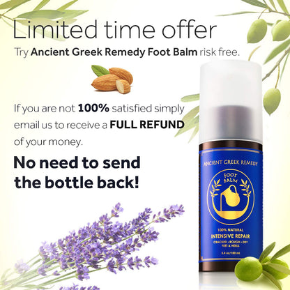 Organic Foot Cream Made of Olive, Almond, Grapeseed, Lavender & Vitamin E Oil. Balm Moisturizer for Cracked Dry Feet, Hands, Heels, Elbows, Nails, Knees. Natural Foot Care Lotion 3.4 Oz Health & Beauty > Personal Care > Foot Care Ancient Greek Remedy   