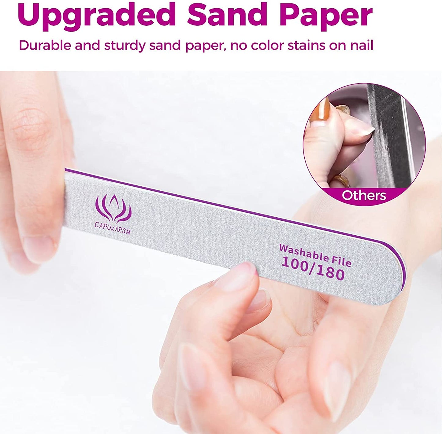 Nail Files and Buffers - Capularsh 16Pack Professional Manicure Tools Kit, 10Pcs 100/180 Grit Double Sided Nail Files for Acrylic Dip Nails, 6Pcs Four Sided 120 Grit Nail Buffer Block for Home Salon Health & Beauty > Personal Care > Cosmetics > Cosmetic Tools > Nail Tools Capularsh   