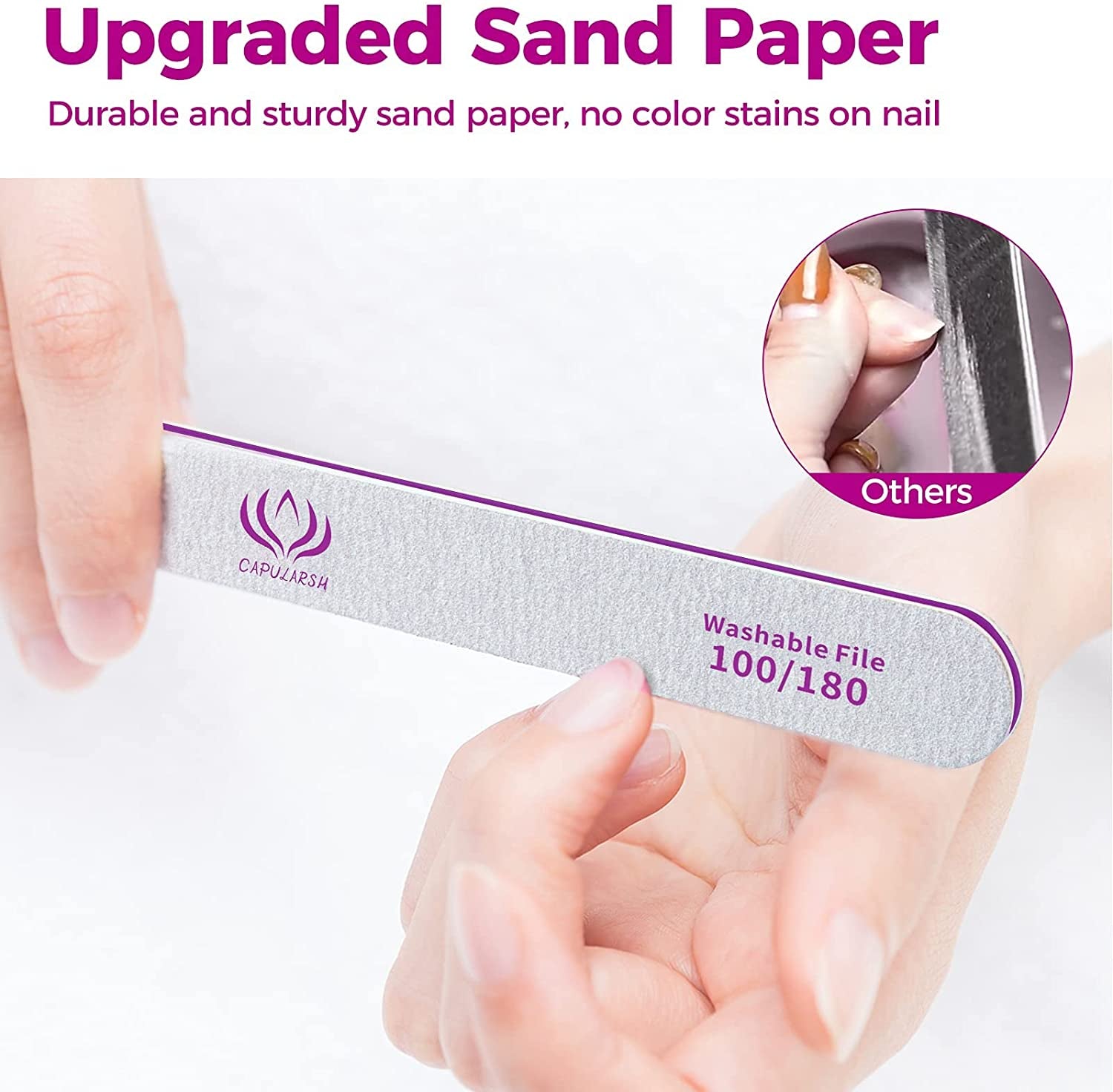 Nail Files and Buffers - Capularsh 16Pack Professional Manicure Tools Kit, 10Pcs 100/180 Grit Double Sided Nail Files for Acrylic Dip Nails, 6Pcs Four Sided 120 Grit Nail Buffer Block for Home Salon Health & Beauty > Personal Care > Cosmetics > Cosmetic Tools > Nail Tools Capularsh   