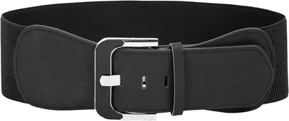 GRACE KARIN Women'S PU Leather Wide Waist Belt for Dress Decorative Cinch Belt Single Prong Buckle Elastic Waist Belts Apparel & Accessories > Clothing Accessories > Belts GRACE KARIN Black Small 