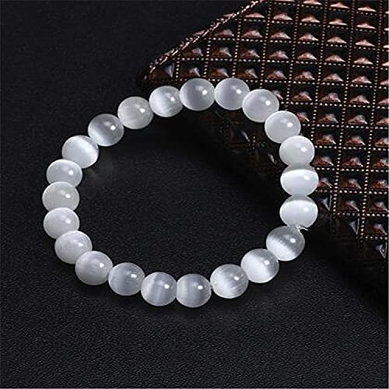 Natural Powerful Selenite Bead Bracelet for Women Men Crystal Healing Energy Concentration Spirituality Health Wealth Handcrafted Jewelry Accessory Apparel & Accessories > Jewelry > Bracelets Fenix-us   