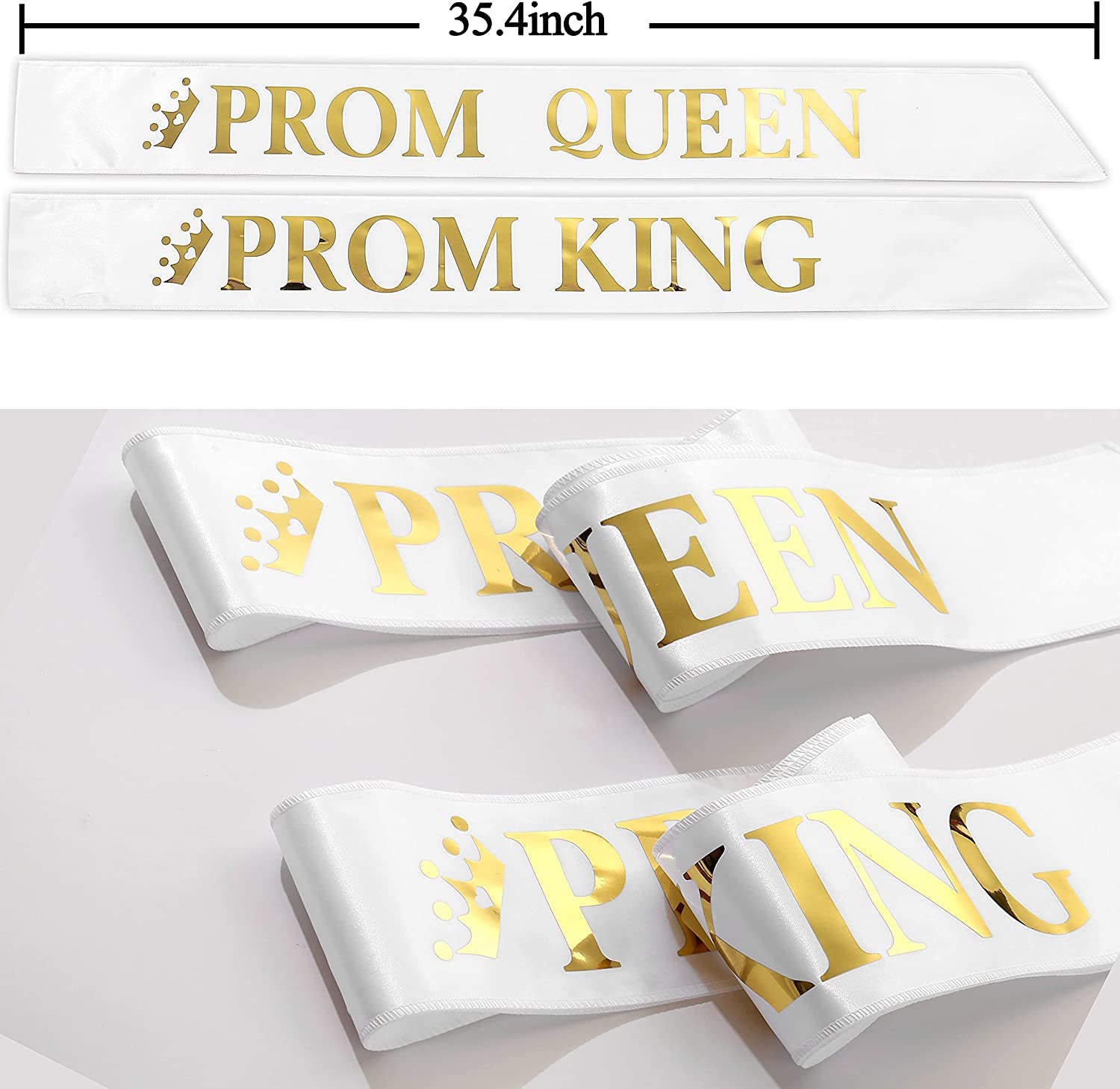 King'S and Queen'S Royal Crowns -Prom King and Prom Queen Satin Sash King Queen Costume Accessories Value (White) Apparel & Accessories > Clothing Accessories > Sashes ANWNK YOU   