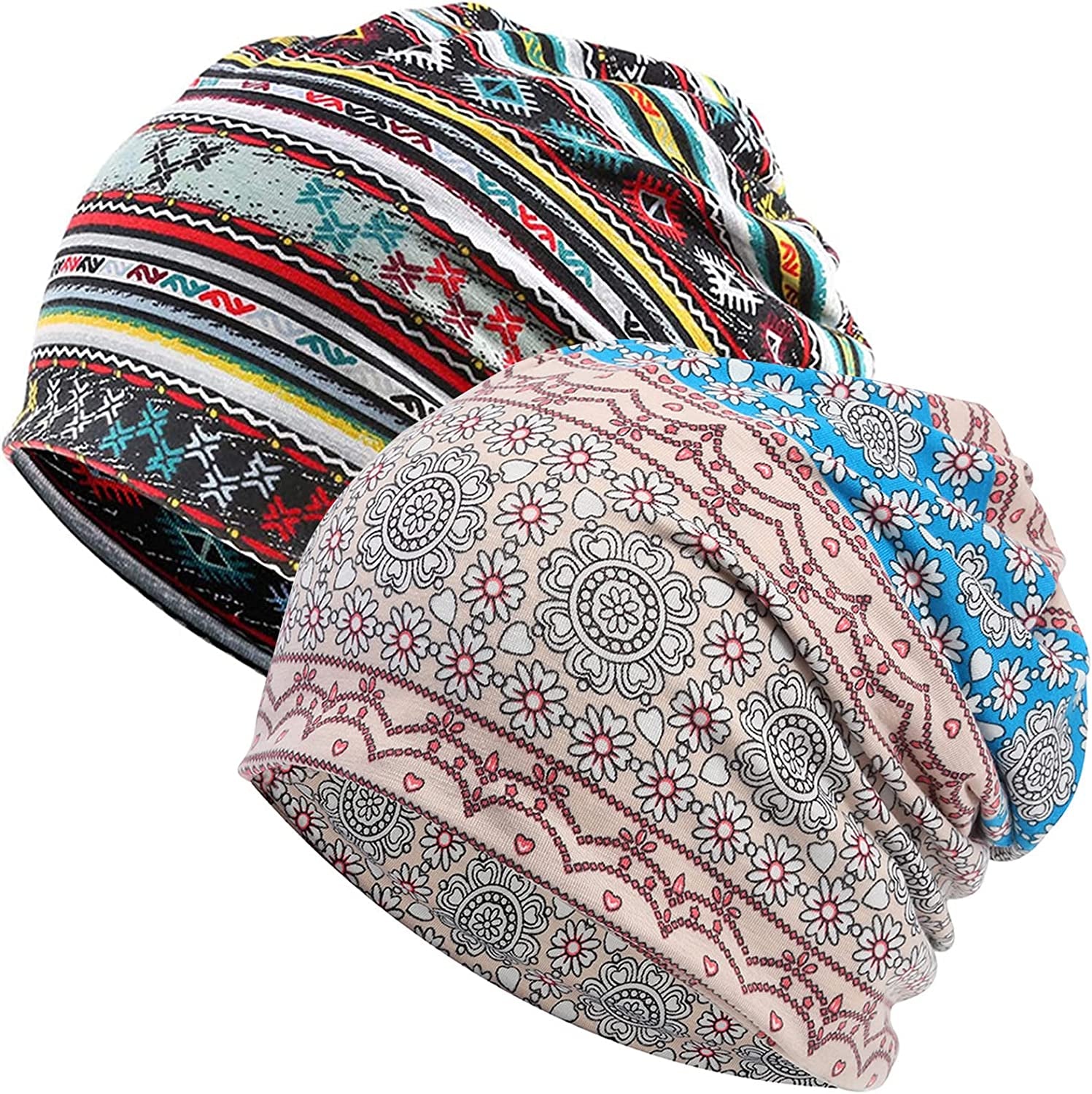 Kayier Women'S Baggy Casual Chemo Beanie Hats Headwear Caps Apparel & Accessories > Clothing Accessories > Headwear Kayier 2 Pack-p  