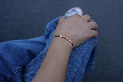 Rarelove Aunt Morse Code Bracelets Best Aunt Christmas Gift Women Girls Rose Golden Beads Grey String Bracelet Apparel & Accessories > Jewelry > Bracelets RareLove   