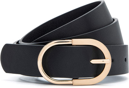 MORELESS 2 Pack Women'S Leather Belts for Jeans Pants with Fashion Center Bar Buckle Apparel & Accessories > Clothing Accessories > Belts MORELESS   