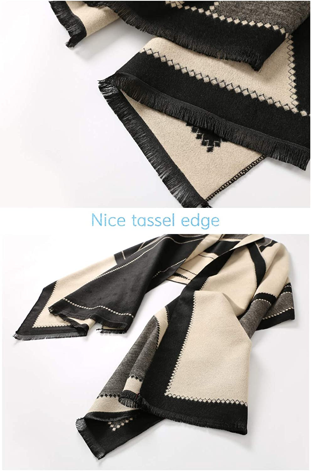 Jeelow Winter Pashmina Blanket Scarfs Shawls Wraps Open Front Poncho Cape for Women Wedding Evening Dresses Apparel & Accessories > Clothing Accessories > Scarves & Shawls Jeelow   