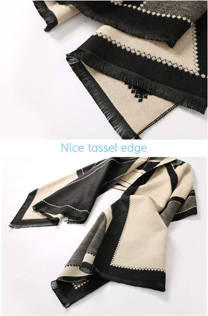 Jeelow Winter Pashmina Blanket Scarfs Shawls Wraps Open Front Poncho Cape for Women Wedding Evening Dresses Apparel & Accessories > Clothing Accessories > Scarves & Shawls Jeelow   