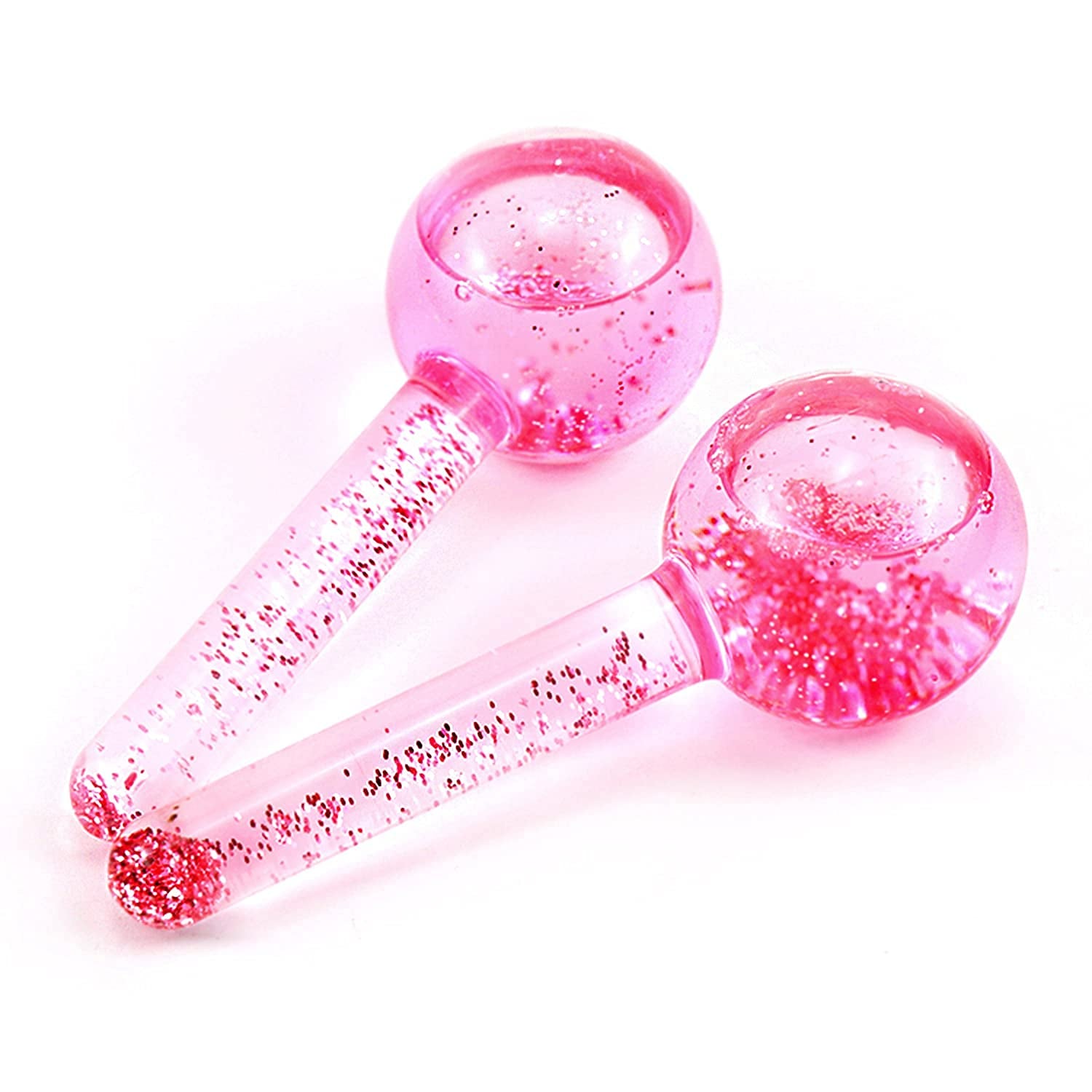 Poleview Ice Globes for Facials, Cooling Face Roller, Facial Massage Tools for Daily Skincare, Tightens Skin, Reduce Puffiness and Dark Circles, anti Ageing, Enhance Circulation - Pink, with Glitter Health & Beauty > Personal Care > Cosmetics > Cosmetic Tools > Skin Care Tools Poleview   
