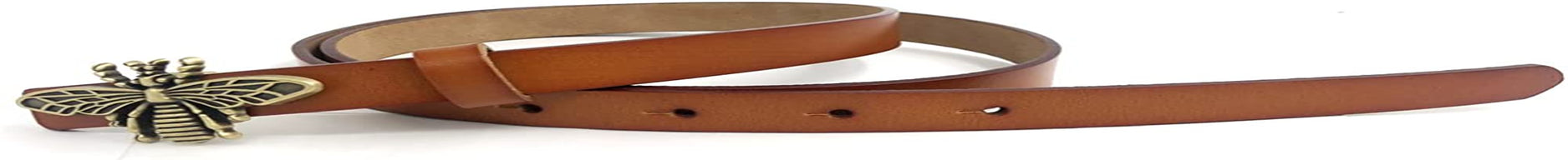 Moyoto Women'S 0.7″Thin Vintage Copper Bee Buckle Leather Belts Casual Dress Belts Apparel & Accessories > Clothing Accessories > Belts MoYoTo   