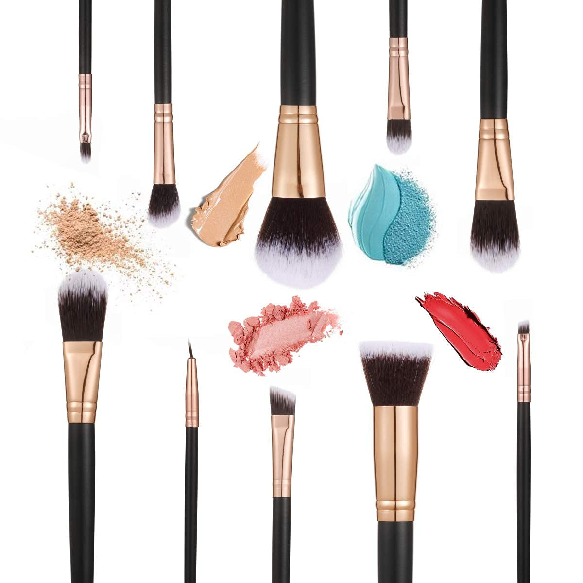 SOLVE Makeup Brushes 16 Pcs Premium Synthetic Foundation Blending Blush Concealer Eye Shadow Makeup Brush Set，Leather Travel Makeup Bag Included， Black with Rose Gold Health & Beauty > Personal Care > Cosmetics > Cosmetic Tools > Makeup Tools SOLVE   