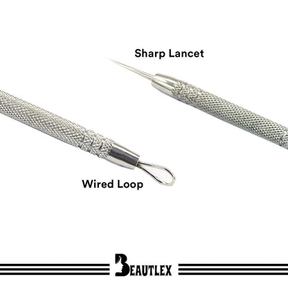 Lancet for Facial Milia Remover and Whitehead Extractor. Double Ended Angled Circle Loop & Sharp Needle Pimple Popper Tool. Dermatologists Recommended Design and Comes with Synthetic Leather Storage Health & Beauty > Personal Care > Cosmetics > Cosmetic Tools > Skin Care Tools Beautlex   