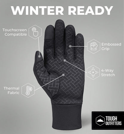Running Gloves with Touch Screen - Winter Glove Liners for Texting, Cycling - Thin & Lightweight Cold Weather Thermal Gloves Apparel & Accessories > Clothing Accessories > Gloves & Mittens Tough Outdoors   