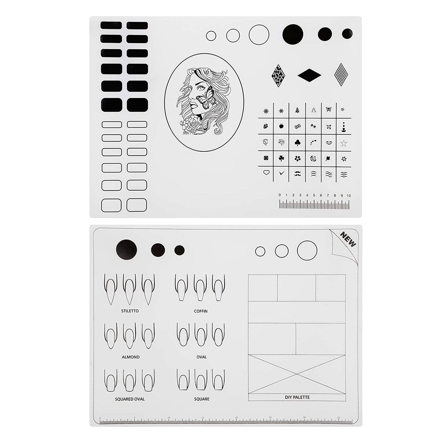 Segbeauty 2Pcs Acrylic Nail Mats, 16" Silicone DIY Nail Art Stamping Mats, Workspace Stamping Plate Manicure Mat, Nail Polish Coloring Practice Pad, Nail Sticker Trainer Guide Table Cover Palette Tool Health & Beauty > Personal Care > Cosmetics > Cosmetic Tools > Nail Tools Segbeauty Diamond Style  