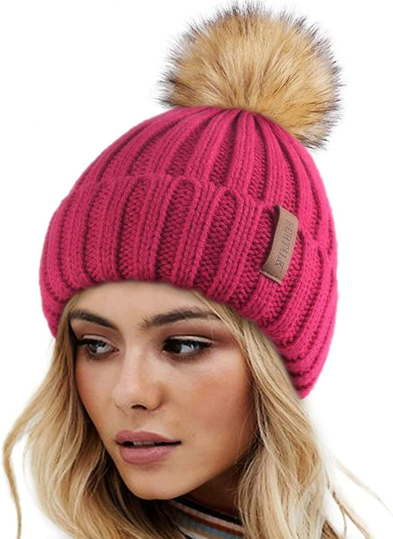 FURTALK Womens Winter Knitted Beanie Hat with Faux Fur Pom Warm Knit Skull Cap Beanie for Women… Apparel & Accessories > Clothing Accessories > Hats KYLIE MAX   