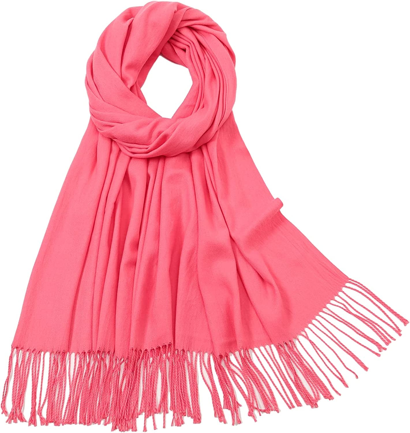 RIIQIICHY Women'S Scarf Pashmina Shawls and Wraps for Evening Dress Bridesmaid Wedding Bridal Winter Warm Long Large Scarves Apparel & Accessories > Clothing Accessories > Scarves & Shawls RIIQIICHY Coral  