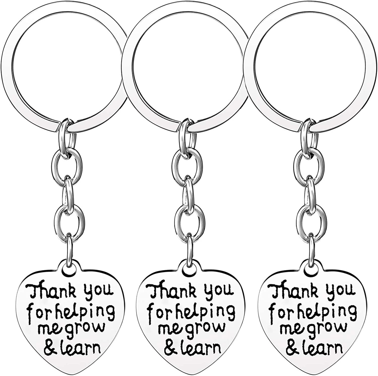 Pack of 3 Teacher Bangles Gifts for Teacher Open School Gifts for Teachers Thank You Bangle Bracelets Apparel & Accessories > Jewelry > Bracelets Nzztont 3PCs Keychain Heart Style 20- Thank You For Helping Me Grow & Learn  