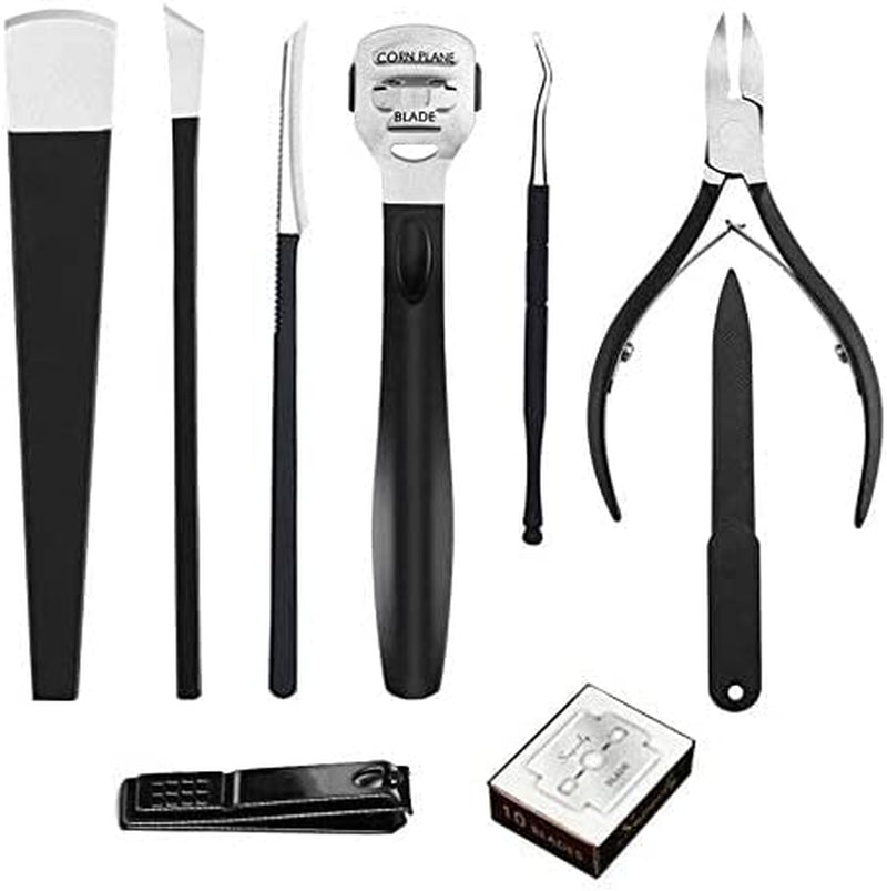 Foot Care Pedicure Callus Shaver Hard Skin Remover 10 Blades Ingrown Toenail Tools Kit, Ingrown Toenail Removal Correction Clippers, Professional Pedicure Tools (Black)… Health & Beauty > Personal Care > Foot Care ATTENDRE   