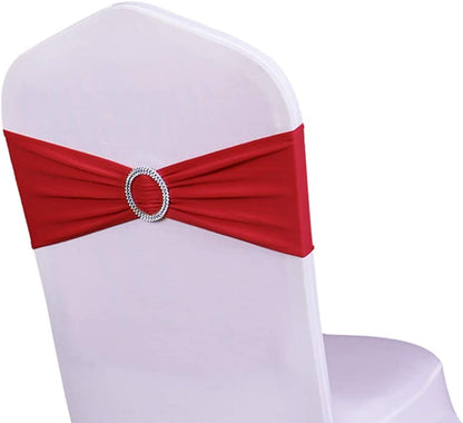 WENSINL Pack of 50 Stretch Chair Sashes for Wedding, Elastic Lycra Chair Bands with Buckle Slider, Chair Bows for Party, without White Chair Covers (Sky Blue) Apparel & Accessories > Clothing Accessories > Sashes HAOYU Red 50 