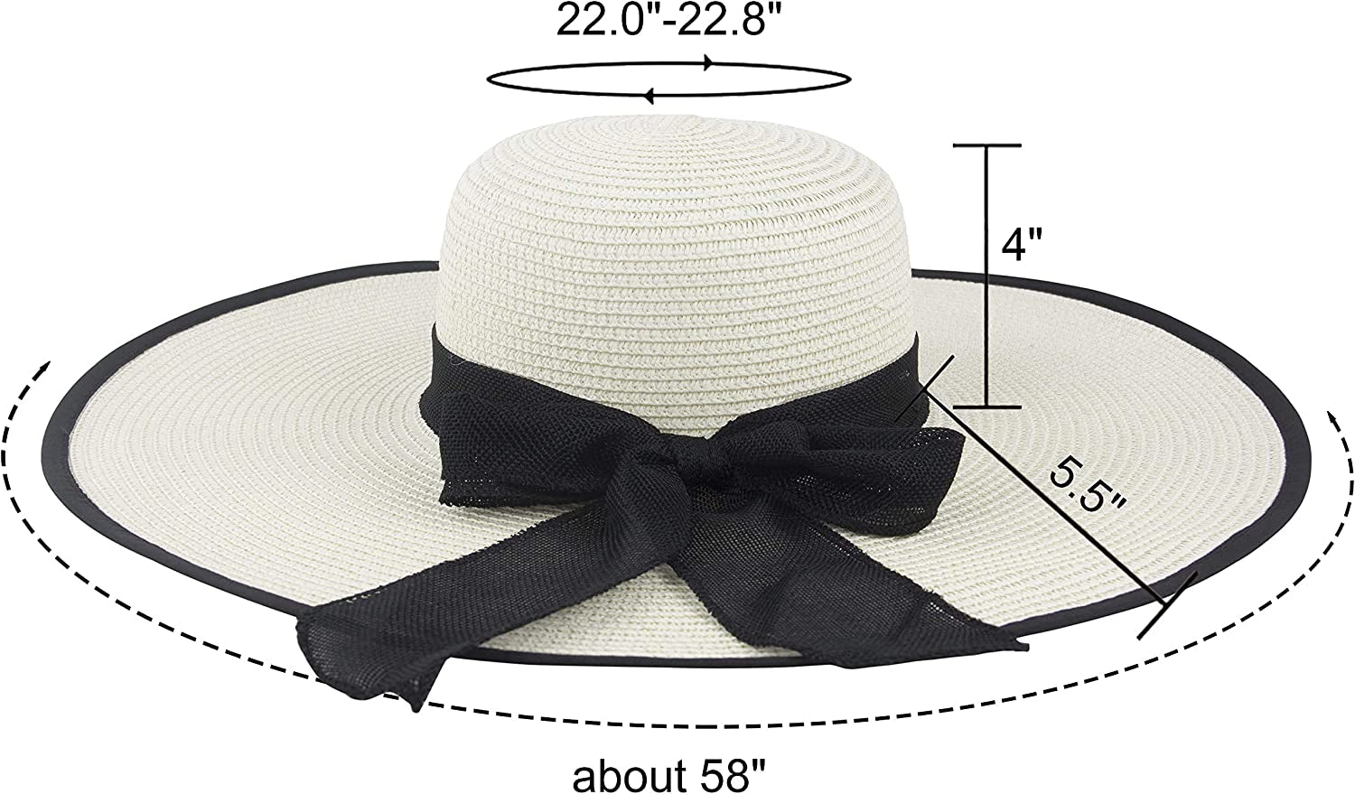 Muryobao Womens Sun Straw Hat Wide Brim UV UPF 50 Summer Hat Foldable Roll up Floppy Beach Cap for Women Apparel & Accessories > Clothing Accessories > Hats Muryobao   
