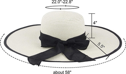 Muryobao Womens Sun Straw Hat Wide Brim UV UPF 50 Summer Hat Foldable Roll up Floppy Beach Cap for Women Apparel & Accessories > Clothing Accessories > Hats Muryobao   