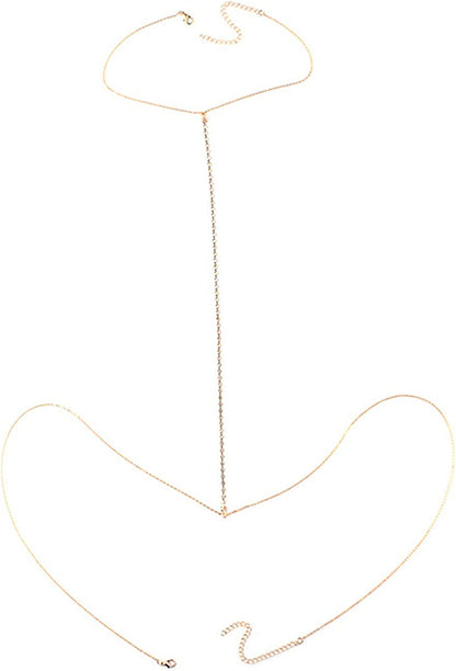 Sexy Rhinestone Bead Tassel Bikini Bra Body Chain for Women Girl Teen Exaggerated 14K Gold Silver Plated Seed Necklace Adjustable Summer Beach Body Jewelry Apparel & Accessories > Jewelry > Body Jewelry Caiyao A gold-1  
