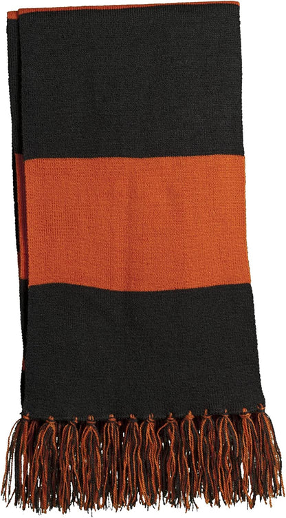 Sport-Tek Favorite Team Spectator Fringed Scarf Apparel & Accessories > Clothing Accessories > Scarves & Shawls Sport Tek Black/ Deep Orange One Size 