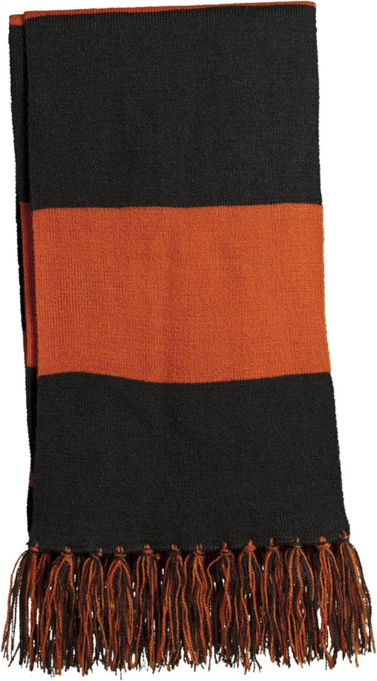 Sport-Tek Favorite Team Spectator Fringed Scarf Apparel & Accessories > Clothing Accessories > Scarves & Shawls Sport Tek Black/ Deep Orange One Size 