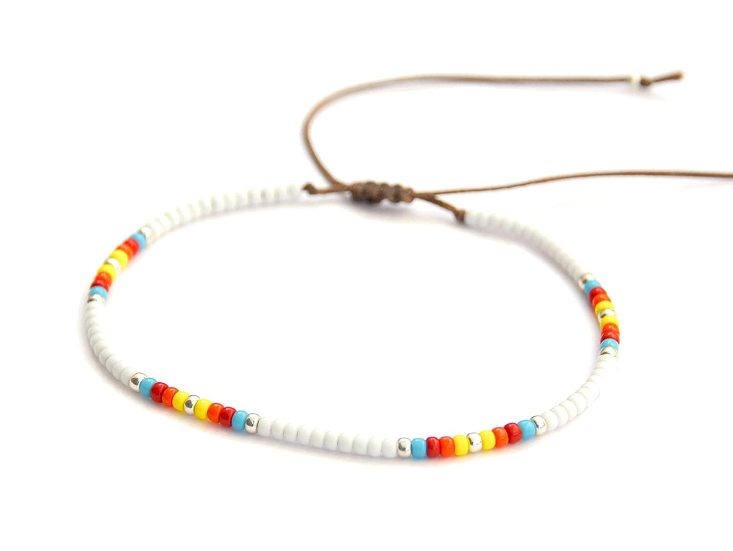 Boho Anklet, Native American Jewelry, Unique Thin Beaded Ankle Bracelet for Women or Girls, Colorful Bohemian Hippie Beach Waterproof Foot Jewelry, Handmade by Tribes Apparel & Accessories > Jewelry > Anklets Tribes by Sara K   