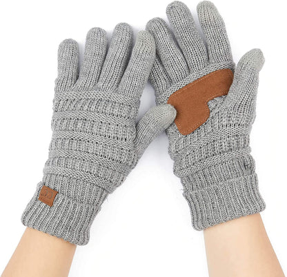 C.C Unisex Knit Thick Warm Soft Stretch Fuzzy Lined Solid Ribbed Glove with Smart Tips (G-25)(G-707) Apparel & Accessories > Clothing Accessories > Gloves & Mittens C.C Lt. Mel-grey  