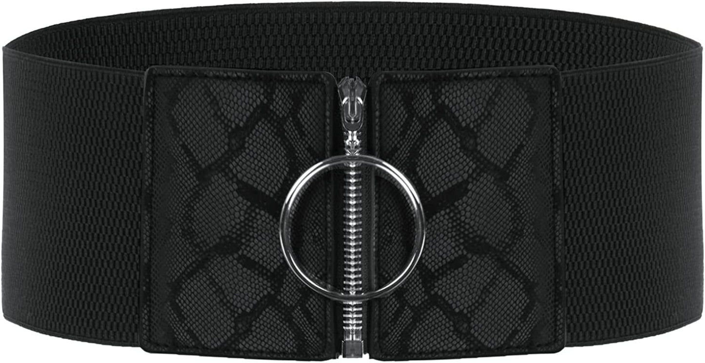 Grace Karin Wide Stretchy Vintage Waist Belt with Metal Buckle Muticolored CL409 Apparel & Accessories > Clothing Accessories > Belts GRACE KARIN Black-1043 Large 