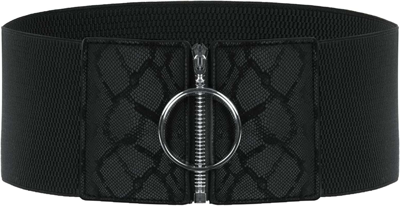 Grace Karin Wide Stretchy Vintage Waist Belt with Metal Buckle Muticolored CL409 Apparel & Accessories > Clothing Accessories > Belts GRACE KARIN Black-1043 Large 