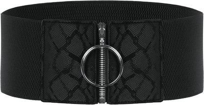 Grace Karin Wide Stretchy Vintage Waist Belt with Metal Buckle Muticolored CL409 Apparel & Accessories > Clothing Accessories > Belts GRACE KARIN Black-1043 Large 