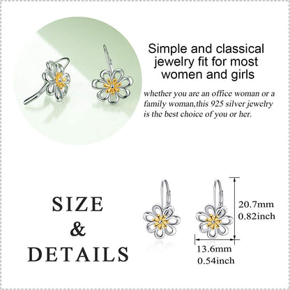 Daisy Earrings,Rose Earrings,Lotus Earrings,Sunflower Earrings Sterling Silver Gold Plated Filigree Flower Leverback Dangle Earrings for Women Girls Apparel & Accessories > Jewelry > Earrings LUHE   
