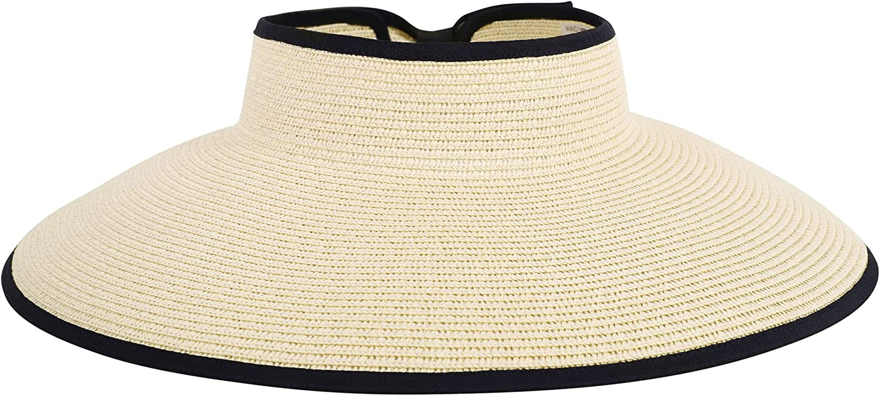 Simplicity Women'S UPF 50+ Wide Brim Roll-Up Straw Sun Hat Sun Visor Apparel & Accessories > Clothing Accessories > Hats Simplicity Light Beige  