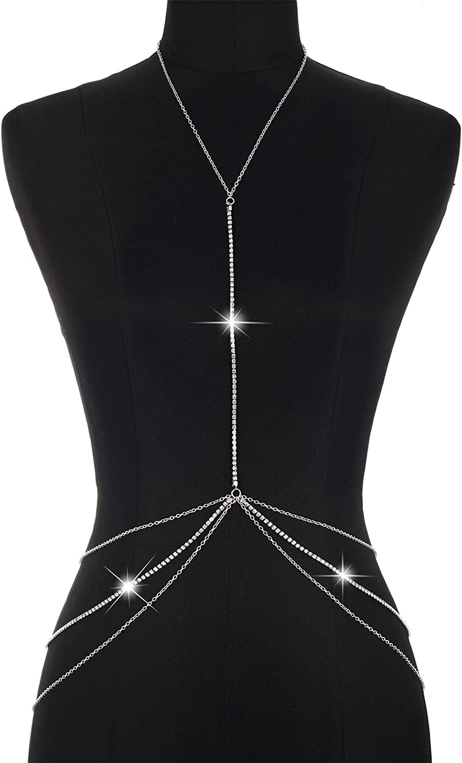 Rhinestone Body Chains Jewelry for Women and Girls Sexy Belly Waist Chain Bikini Beach Accessories Apparel & Accessories > Jewelry > Body Jewelry FNQUFUJ   