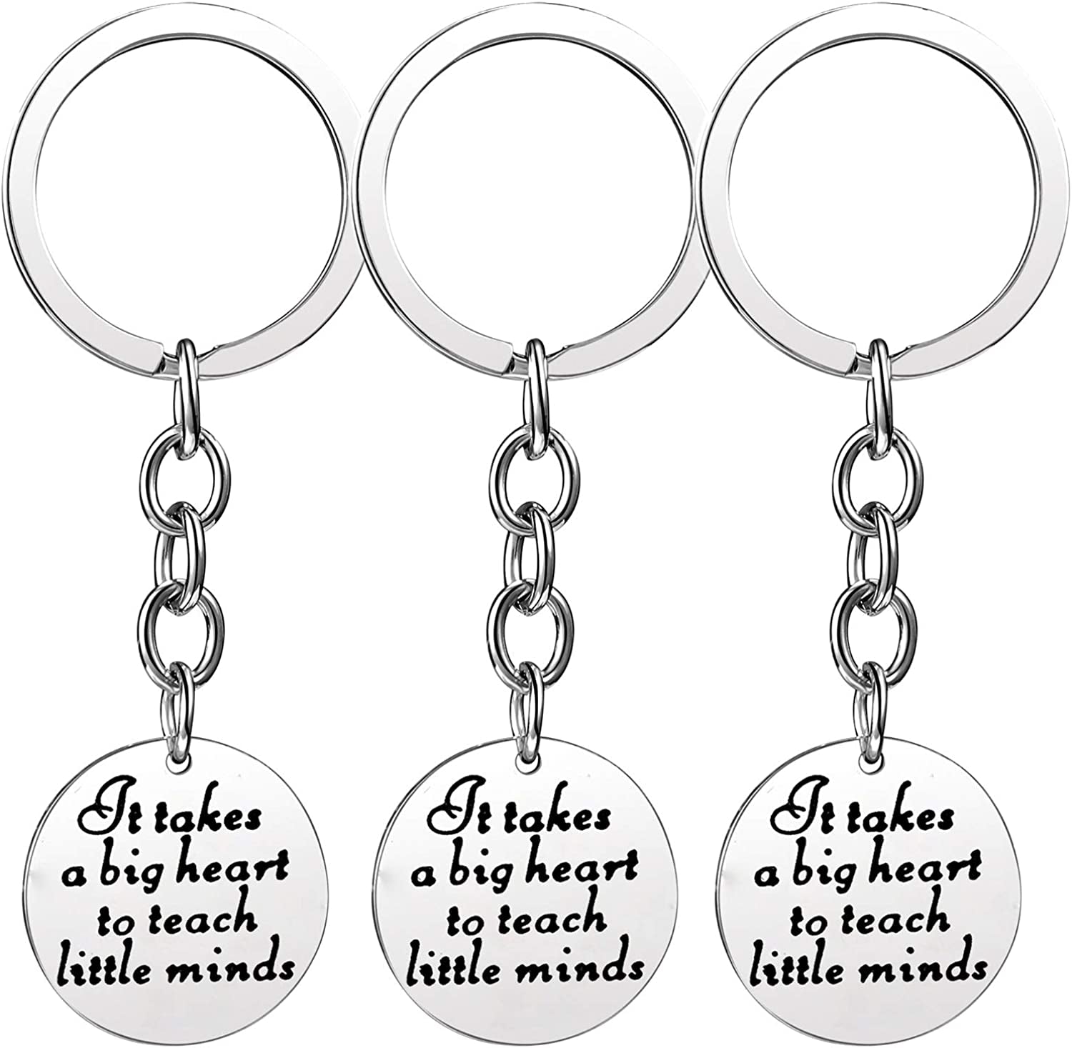 Pack of 3 Teacher Bangles Gifts for Teacher Open School Gifts for Teachers Thank You Bangle Bracelets Apparel & Accessories > Jewelry > Bracelets Nzztont 3PCs Keychain Style 02- It Takes A Big Heart To Teach Little Minds  