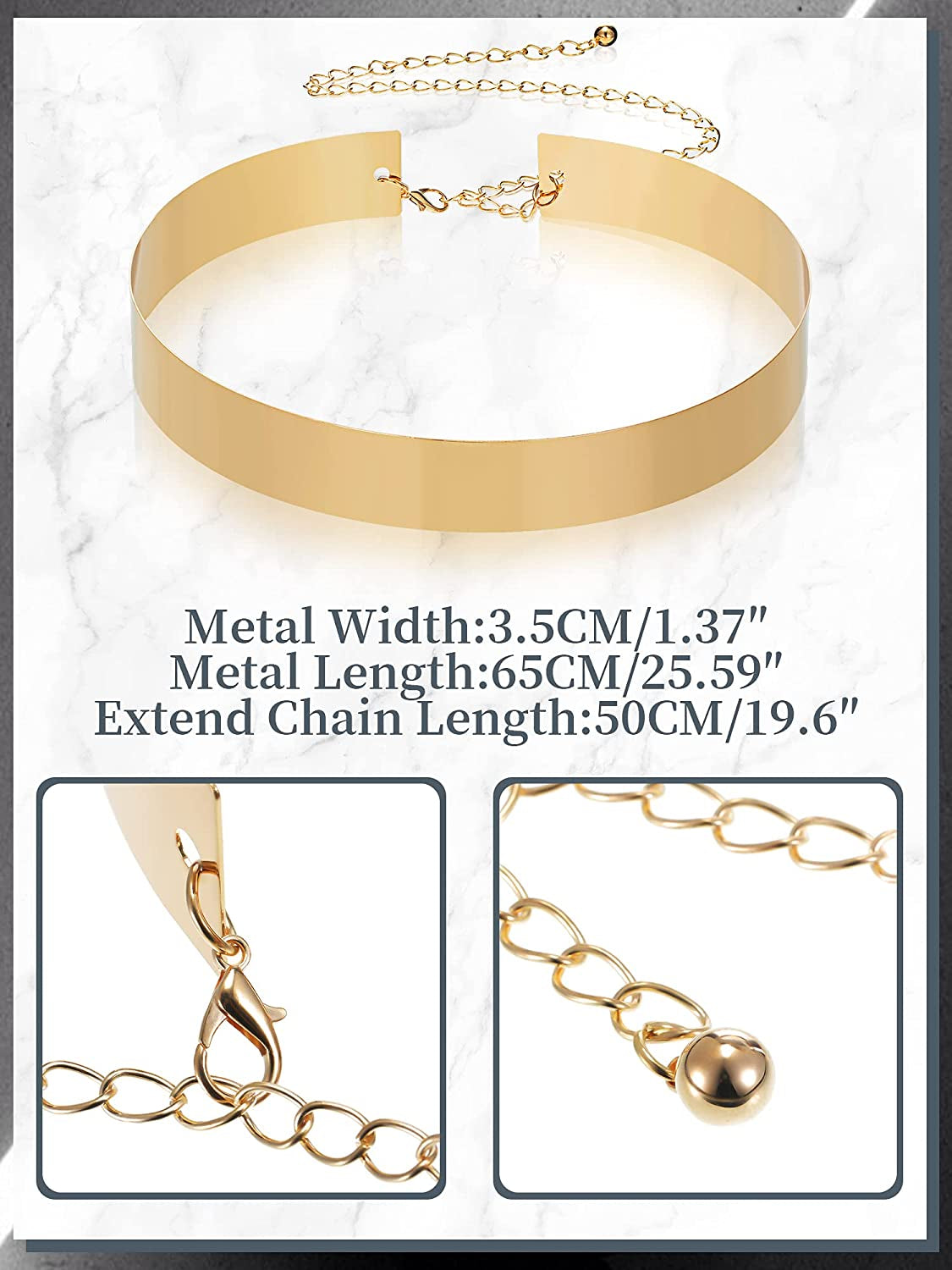 Gold Belts for Women 2 Pieces Metal Belt Gold Metal Polished Dress Belt Christmas Shinny Mirror Waist Chain Belt Adjustable Apparel & Accessories > Clothing Accessories > Belts Geyoga   