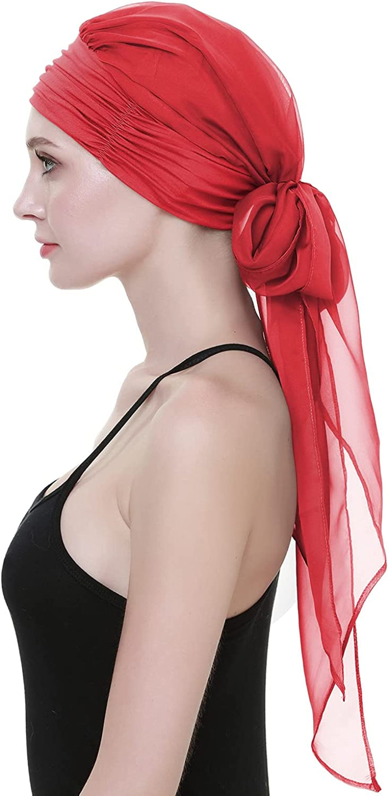 Chemo Headwear Headwrap Scarf Cancer Caps Gifts for Hair Loss Women Apparel & Accessories > Clothing Accessories > Bandanas & Headties FocusCare Flaming Red  
