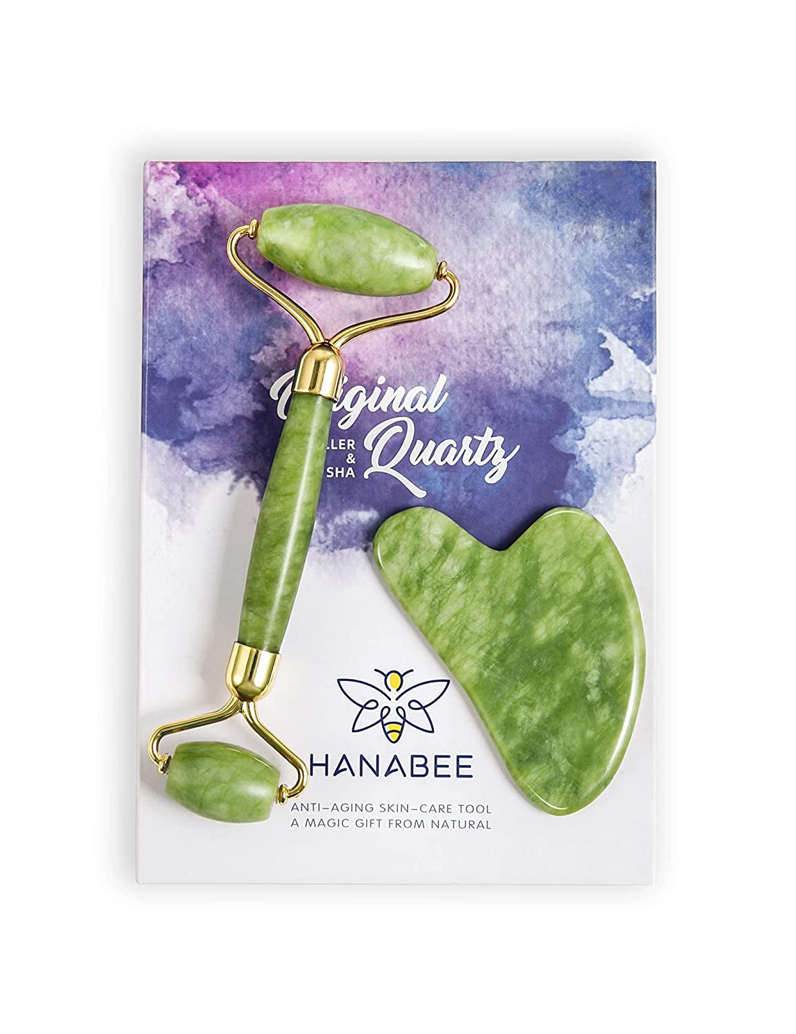 Gua Sha Jade Roller,Rose Quartz Face Roller Skin Care Tools,Beauty Facial Massager,Eye Roller for Puffy Eyes,Self Care Gifts for Women,Hanabee Skincare Sets & Kits (Moonstone) Health & Beauty > Personal Care > Cosmetics > Cosmetic Tools > Skin Care Tools HANABEE Green Jade  