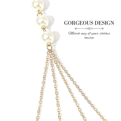 Cosydays Boho Pearl Body Chain Gold Layered Chest Chains Necklace Belly Chain Beach Bikini Chains Waist Nightclub Body Chain Jewelry for Women and Girls Apparel & Accessories > Jewelry > Body Jewelry COSYDAYS   