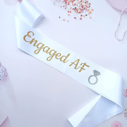 Magnusson'S Garden Engaged AF Sash, I Said Yes Couple Wedding Party, Bridal Shower, Bachelor, Bachelorette, Engagement Party Accessory, Gift for Women, Bride, Groom-To-Be, Future Mr and Mrs, Gold Apparel & Accessories > Clothing Accessories > Sashes Magnusson's Garden   