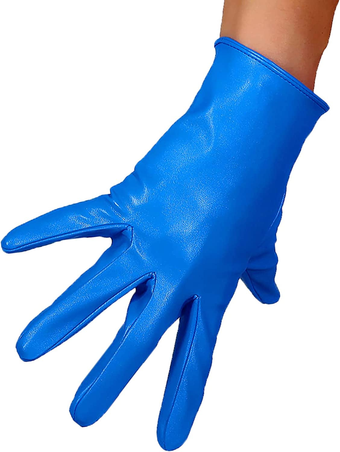 Dooway Women'S Short Dress Leather Gloves for Evening Costumes Daily Faux Leather PU 21Cm Apparel & Accessories > Clothing Accessories > Gloves & Mittens DooWay Classic Blue  