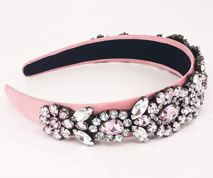 QTMY Fashion Crystal Headbands Baroque Gemstone Hair Accessories Head Band Fashion Headwear Hairbands for Women,Pink Apparel & Accessories > Clothing Accessories > Headwear QTMY   